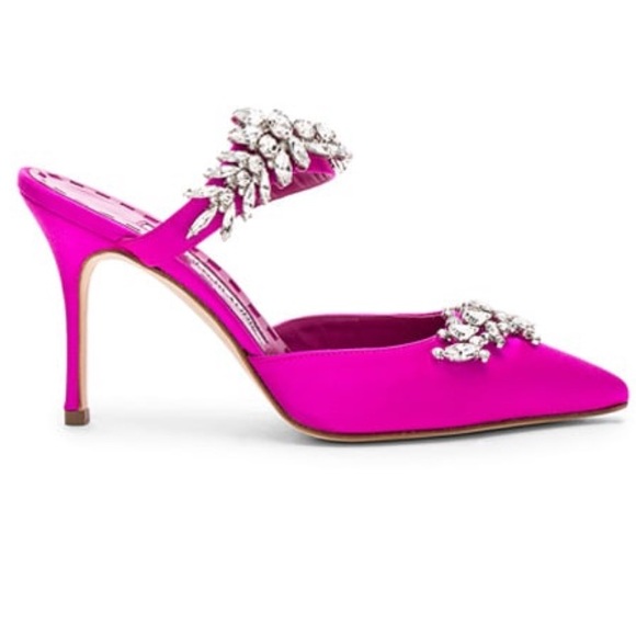 Manolo Blahnik fuchsia pink crystal LURUM heels~ lightly worn - Picture 3 of 7
